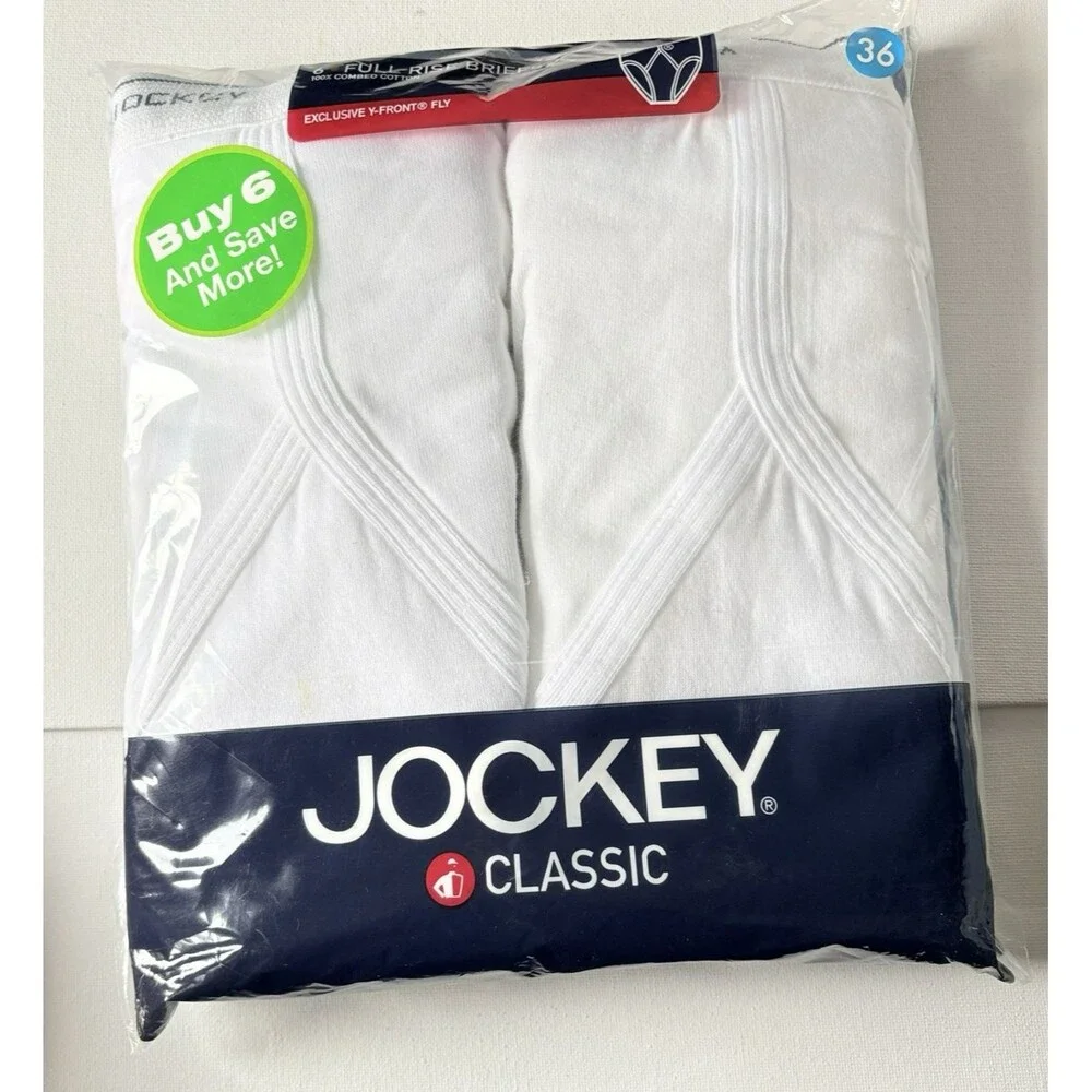 Jockey Mens Classic Full Rise Briefs Size 36 100% Cotton Y-Front Fly 6-pack Vtg - Picture 10 of 11
